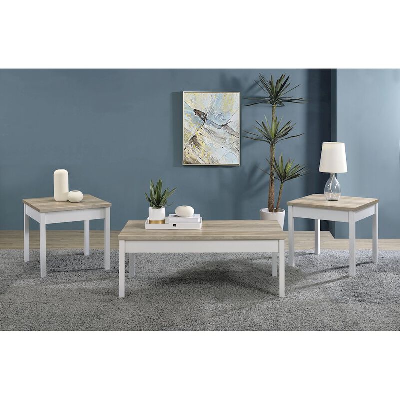 Plethoria Home Antique Pine and White 3-piece Coffee Table Set