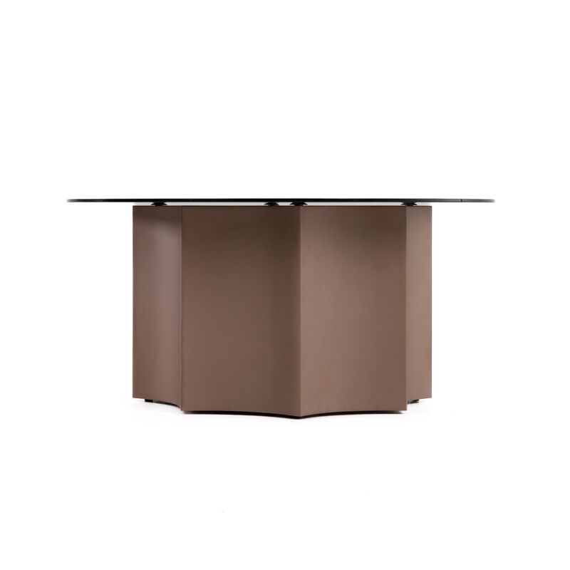 Cid Ingo Coffee Table, 32 Inch Black Mirrored Glass Top, Wine Red Base - Benzara image number 1