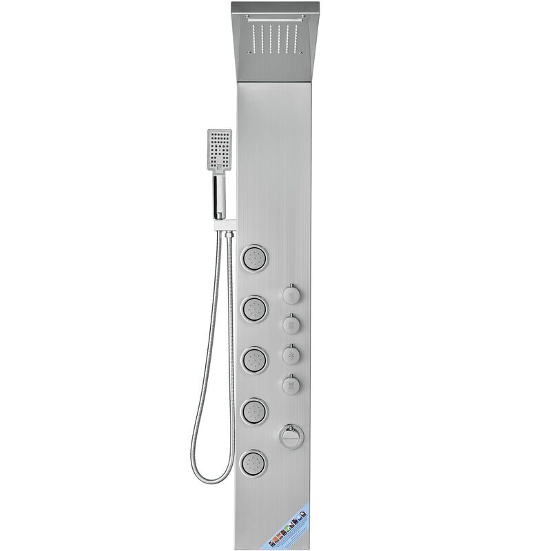 Shower Panel System with 4 Modes, 5 Full Body Jets, Handheld Shower and Hose-Silver image number 0