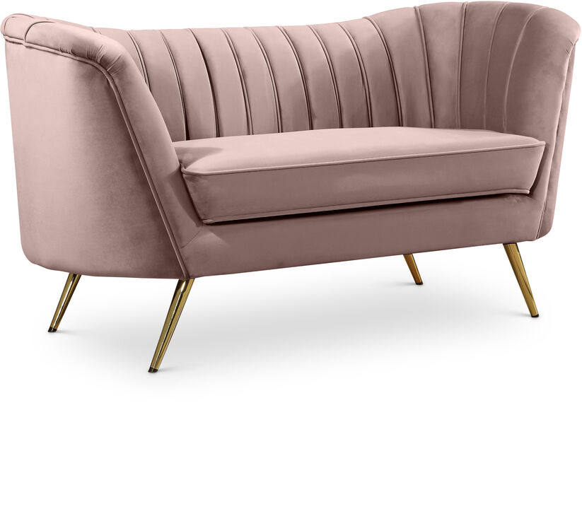 Meridian Furniture Margo Pink Velvet Loveseat