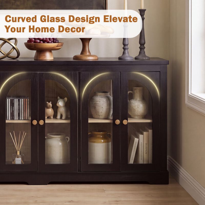 Fulbes  Farmhouse Arched Glass Door Sideboard Cabinet image number 3