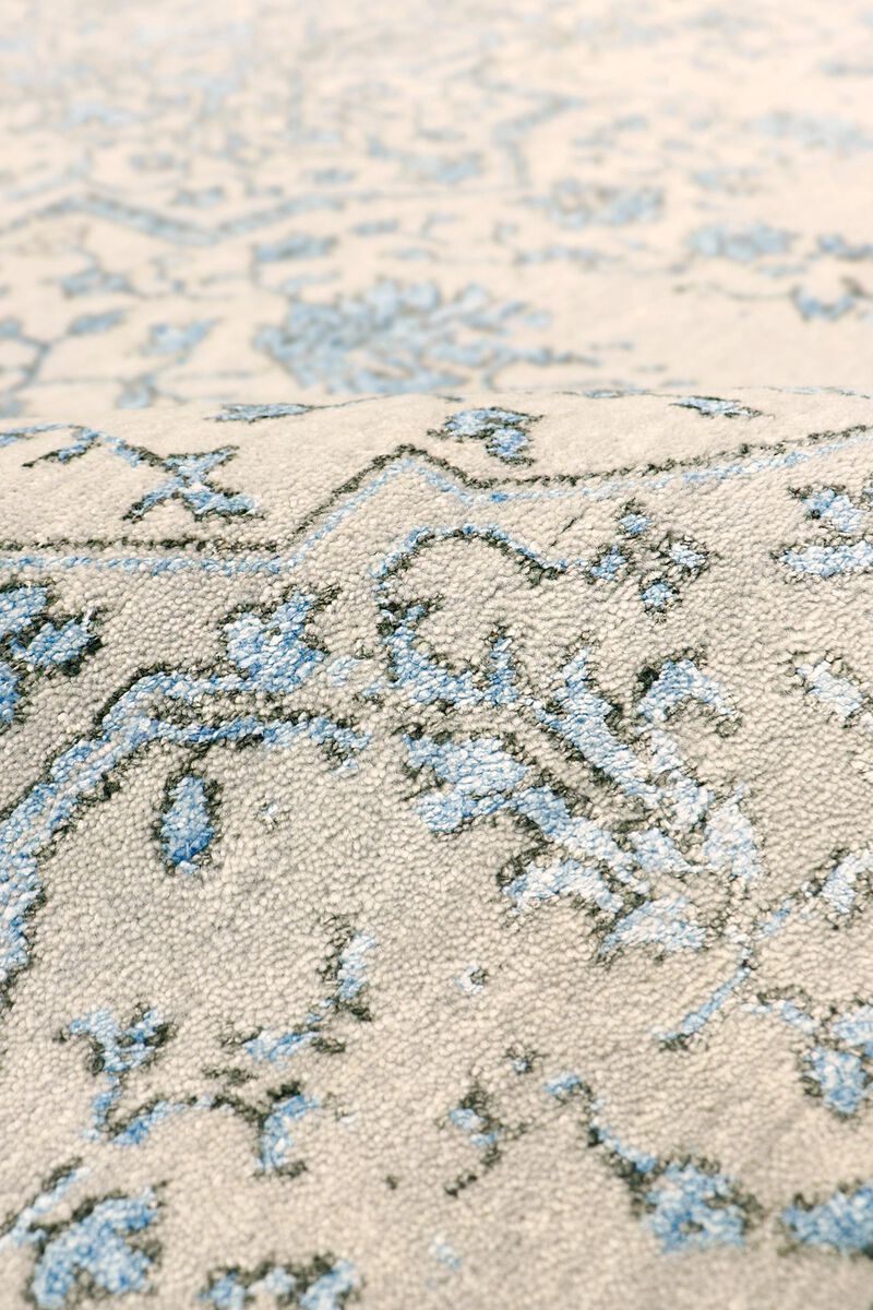 Pasargad Home Transitional Hand Knotted Bsilk & Wool Area Rug, 5' 9" X 9' 0", Silver/L. Blue image number 3