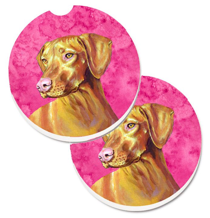 Caroline's Treasures Pink Vizsla Set of 2 Cup Holder Car Coasters LH9370PKCARC, 2.56, Multicolor