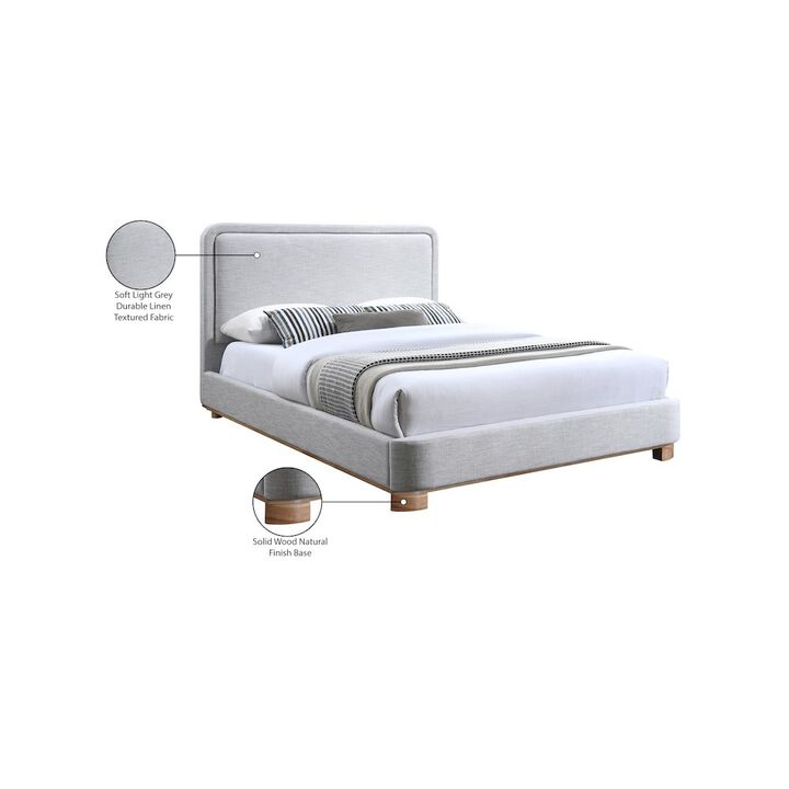 Meridian Furniture Nolita Grey Linen Textured Fabric King Bed