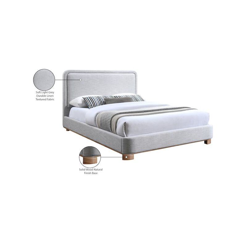 Meridian Furniture Nolita Grey Linen Textured Fabric King Bed