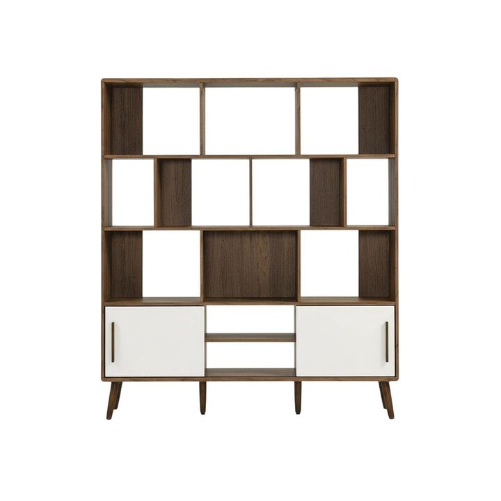 Wooden 59-Inch Bookcase with Sliding Doors for Elegant Storage