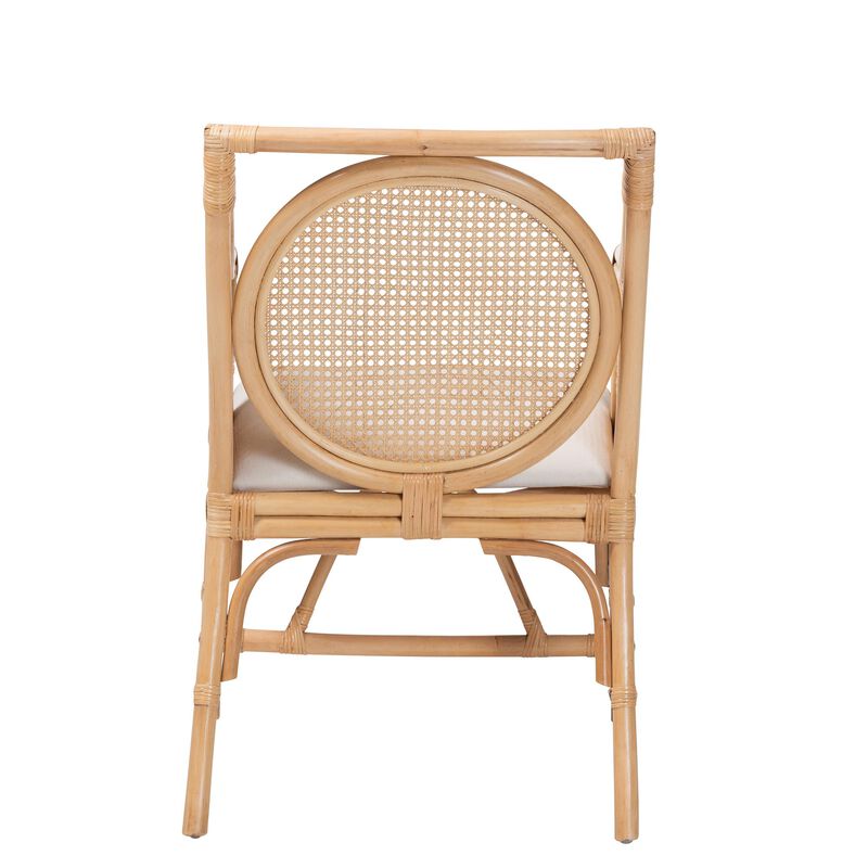 bali & pari Matt Natural Rattan Armchair with Upholstered Seat image number 3