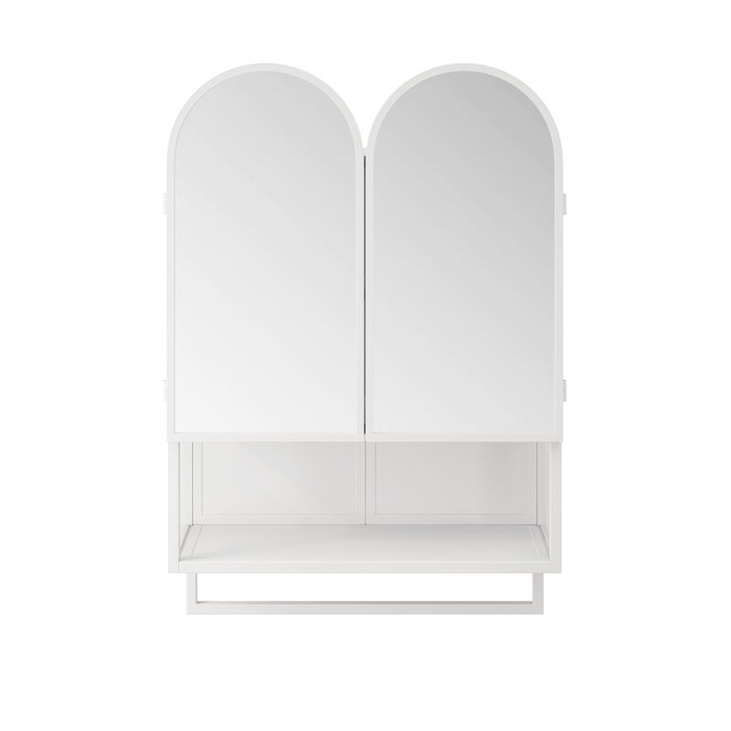 ELEMENT ACE Modern Double-Arched Mirror Cabinet with Adjustable Shelves and Towel Rack for Bathroom Organization and Storage image number 0