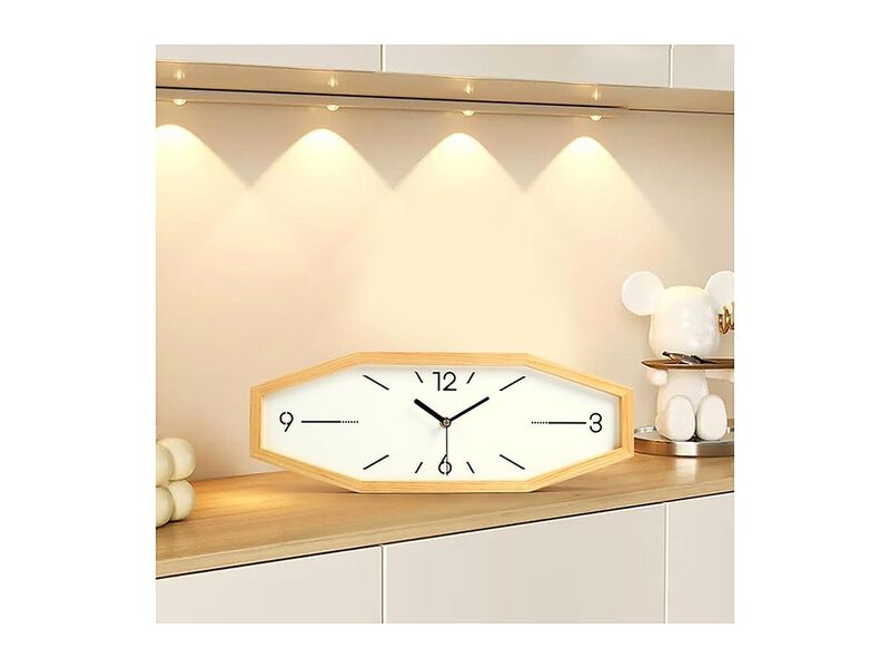 Wooden Retro Rectangular Desk Primary Wall Clock 18 Inch Silent Non Ticking Wood image number 3