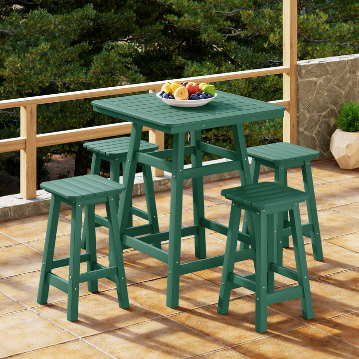 WestinTrends 5-Piece HDPE Outdoor Patio Dining Bar Bistro Table Set with Counter High Bar Stool