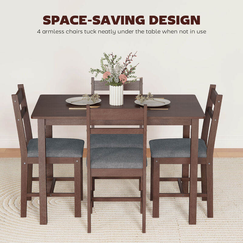 Hivvago Solid Wood Dining Table Set with Upholstered Chairs image number 6