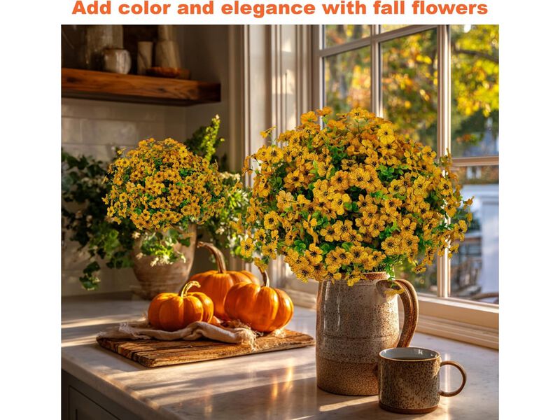 16 Bundle Yellow Artificial Greenery Plants Outdoor Garden Porch Decor image number 2