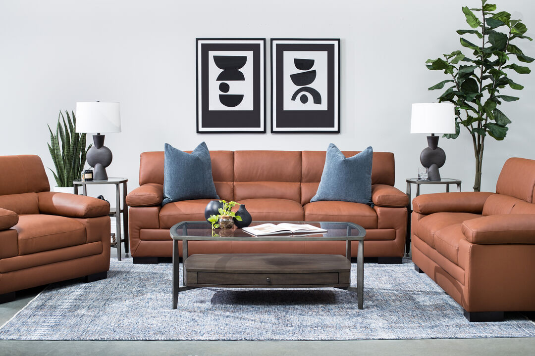 Candid Spice Leather Loveseat