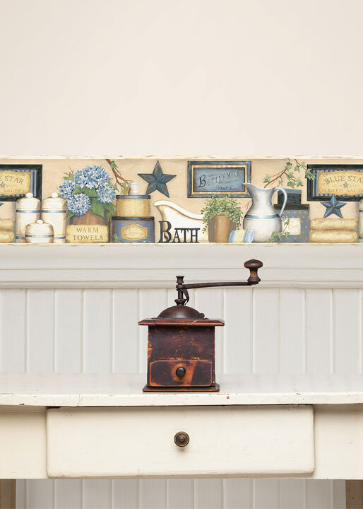 Martha Blue Country Bath Wallpaper (Set of 2)