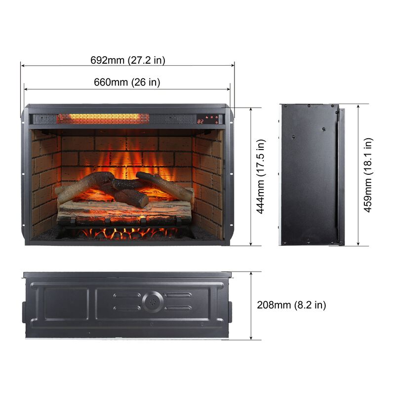 MONDAWE 60 Inch Electric Fireplace  Entertainment Center With Door Sensor