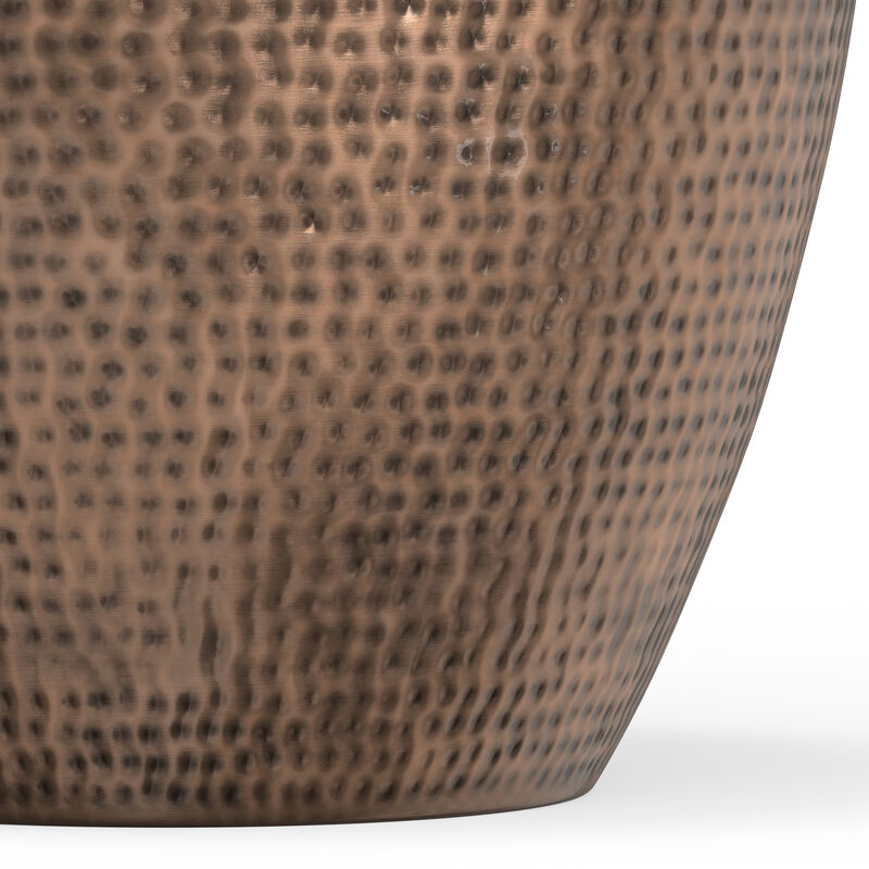 Preston Modern Industrial 22 inch Wide Metal Metal Side Table in Antique Copper, Fully Assembled