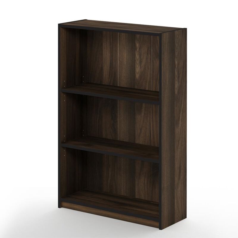 FURINNO JAYA Simple Home 3-Tier Adjustable Shelf Bookcase, Columbia Walnut