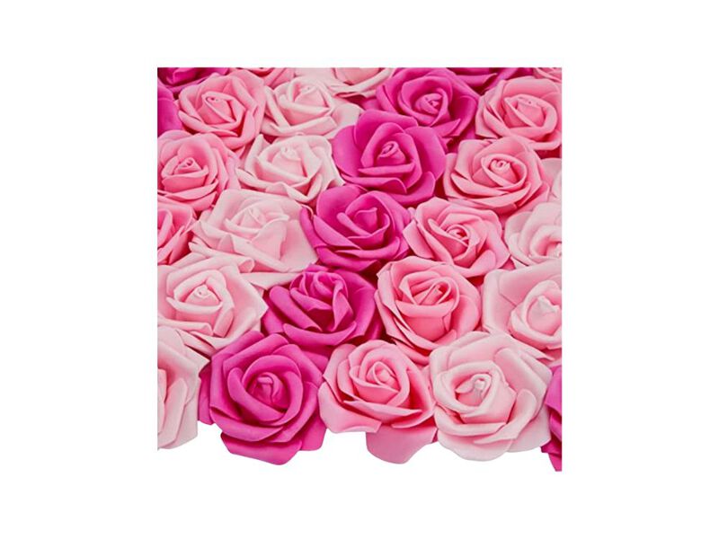 Artificial Flowers Foam Rose Heads 3 X 1 Inch Mixed Pink Shades 100 Pack Roses image number 0