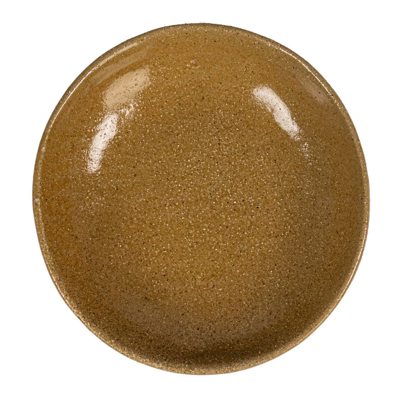 Stoneware Footed Pedestal Bowl with Handles, Reactive Glaze, Taupe image number 3