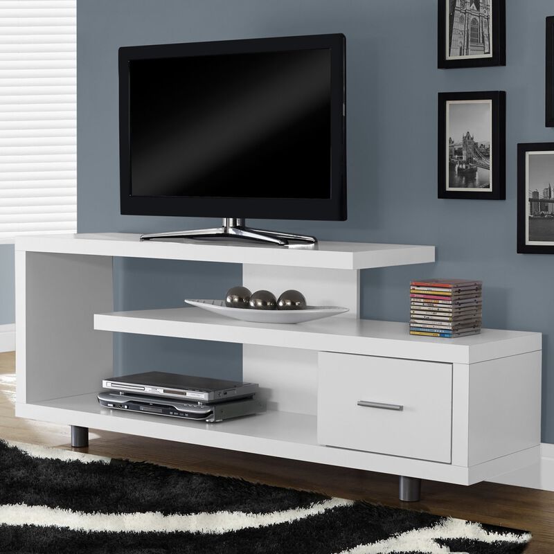 Modern TV Stand for Flat Screen TVs with Storage Shelves and Cabinets
