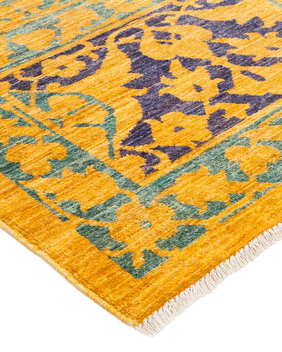 Eclectic, One-of-a-Kind Hand-Knotted Area Rug  - Yellow, 9' 3" x 11' 9"