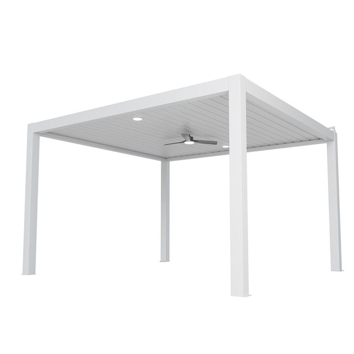 Mondawe 13'x14' Premium Solar Aluminum Pergola, With Intelligent Lighting & Concealed Drainage