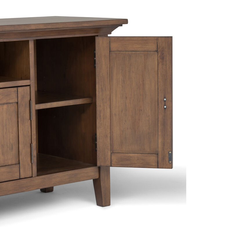 Redmond SOLID WOOD 72 inch Wide Transitional TV Media Stand in Rustic Natural Aged Brown For TVs up to 80 inches