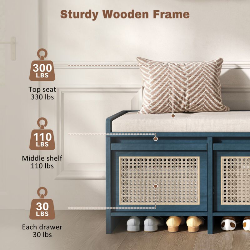 Seckbo Retro Button Tufted Upholstered Storage Bench image number 4