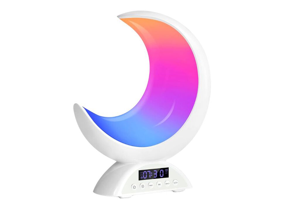 Moon Table Lamp with Alarm Clock Bluetooth RGB Light for Bedroom Decor