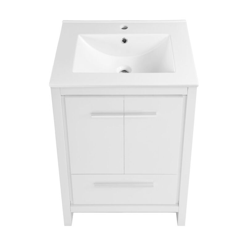 Virage 24" Freestanding Bathroom Vanity in White with Sink Top image number 8