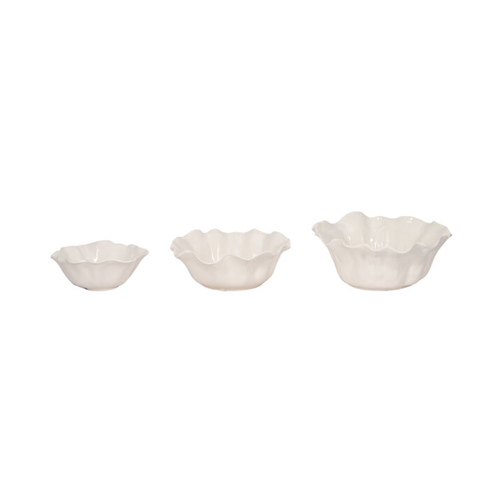 S/3 Petal Bowls, Ivory