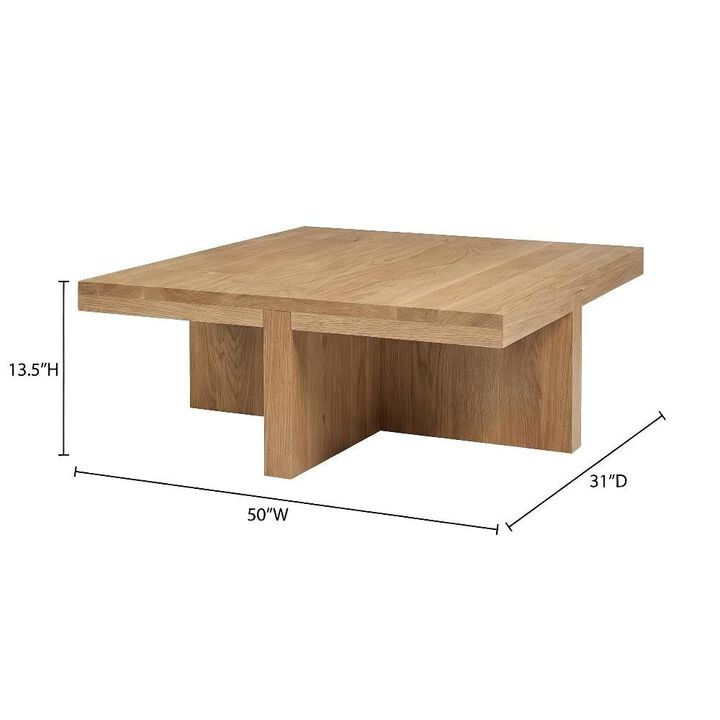 Starlight Canyon Home Brown Rectangular Coffee Table, Solid Oak Top, Wood Frame Contemporary Design