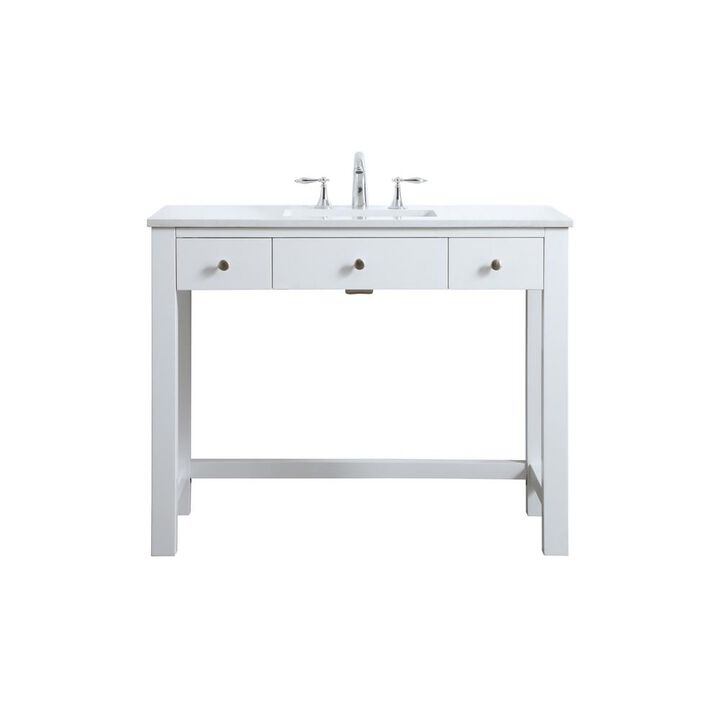Elegant Kitchen and Bath 42 Inch ADA Compliant Bathroom Vanity In White