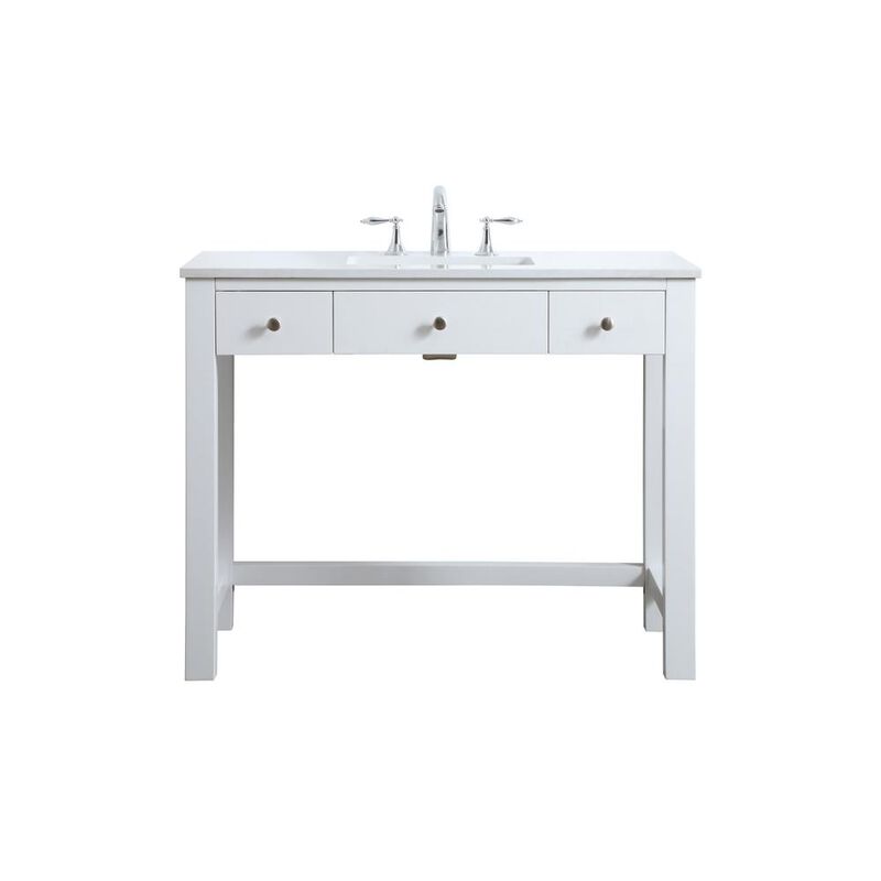 Elegant Kitchen and Bath 42 Inch ADA Compliant Bathroom Vanity In White