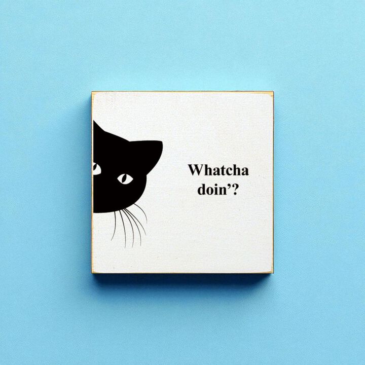 Funny Cat Wooden Sign Cute Cat Wall Decor Gift for Cat Lovers