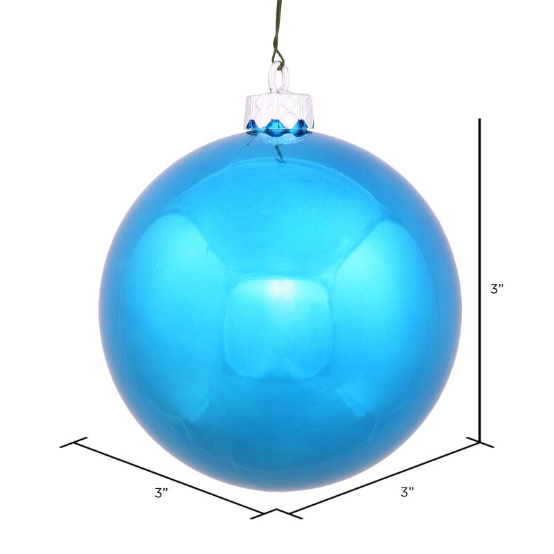 Vickerman 3" Turquoise Shiny Ball Ornament, 12 per Bag image number 4
