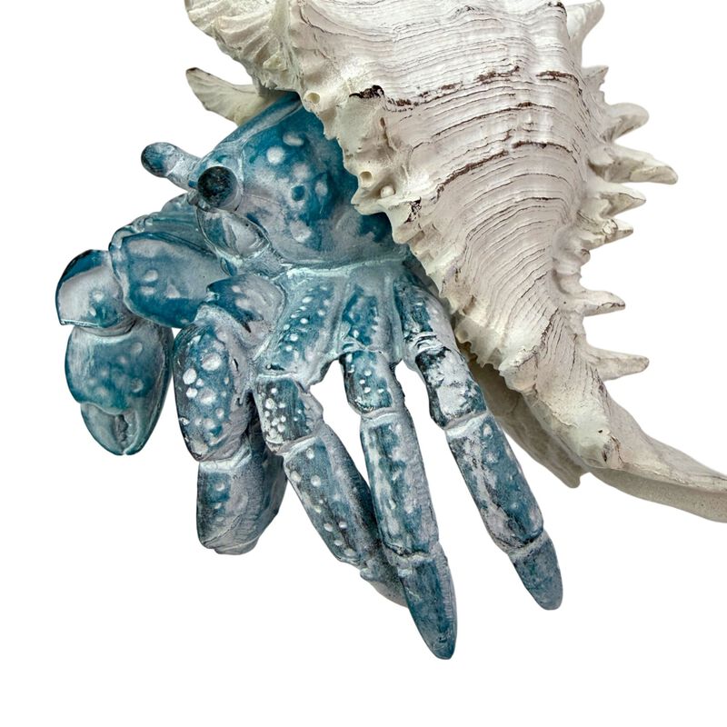 Blue Hermit Crab Statue Resin Coastal Seashell Figurine 525 Inch Decor image number 3