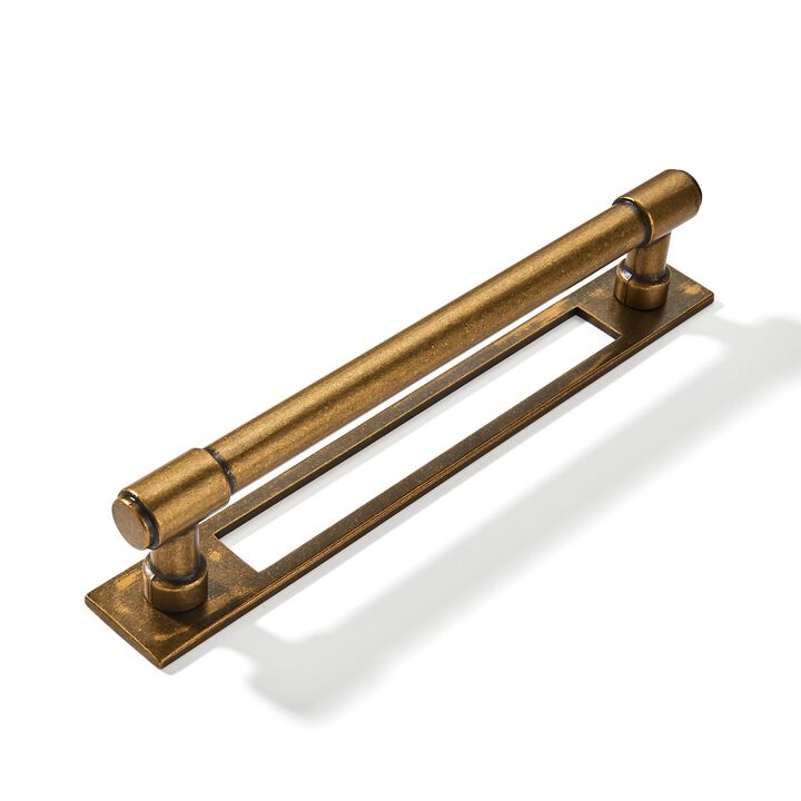 khtumeware 5 Pack 5 inch (128 mm) Center to Center Antique Brass Cabinet Pull Backplate with Base Plate Zinc Vintage Kitchen Cab