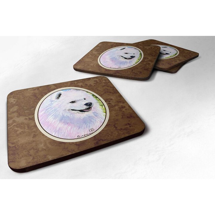 Caroline's Treasures SS8755FC Samoyed Foam Coasters (Set of 4), 3.5 H x 3.5 W, Multicolor