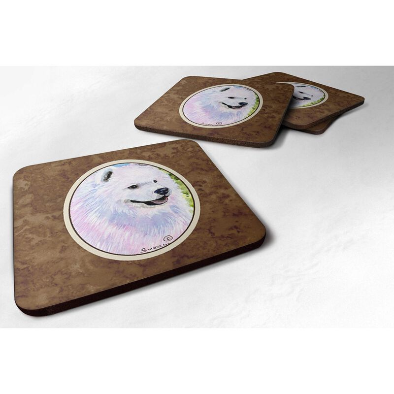 Caroline's Treasures SS8755FC Samoyed Foam Coasters (Set of 4), 3.5 H x 3.5 W, Multicolor image number 0
