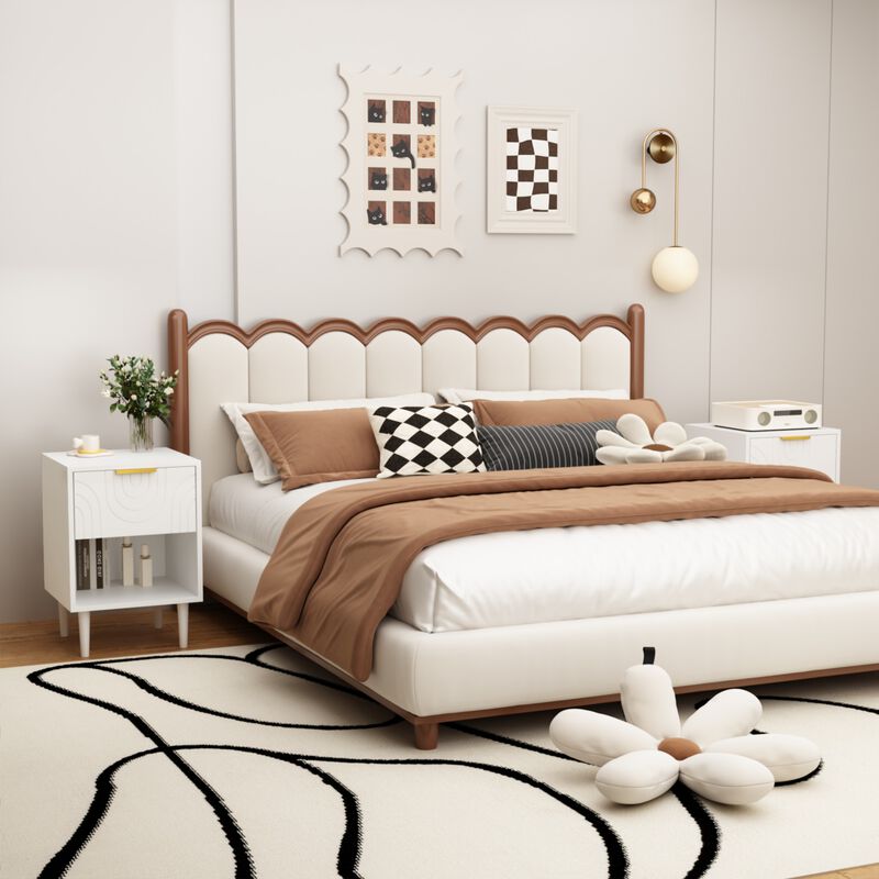 22.8" Assembled White Nightstand 1-Drawer 1-Shelf Gold Handle image number 4