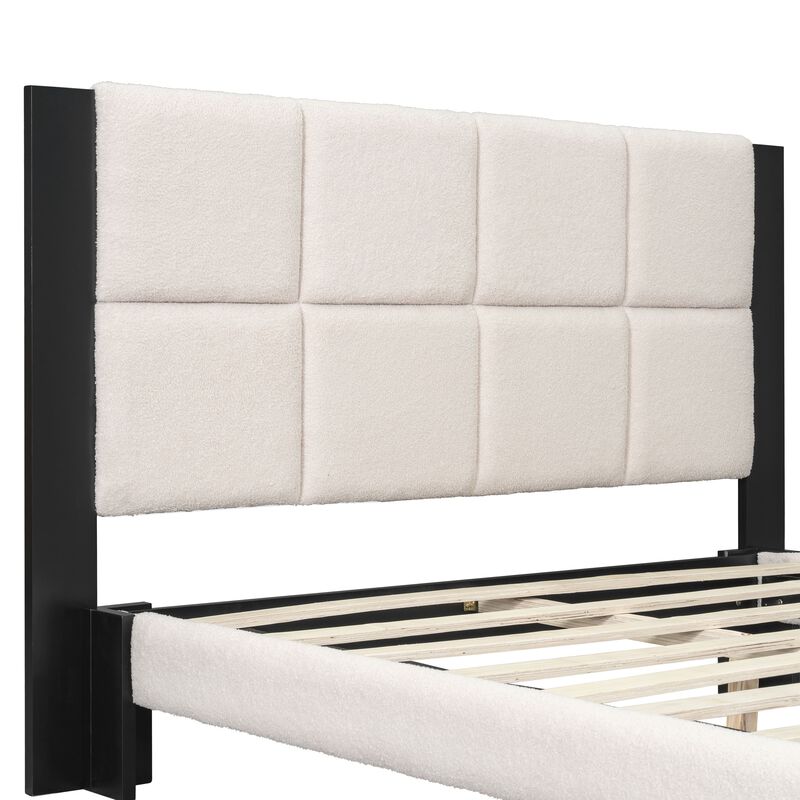 Christopher Knight Home Caius Contemporary Square-Stitched Boucle Upholstered Bed
