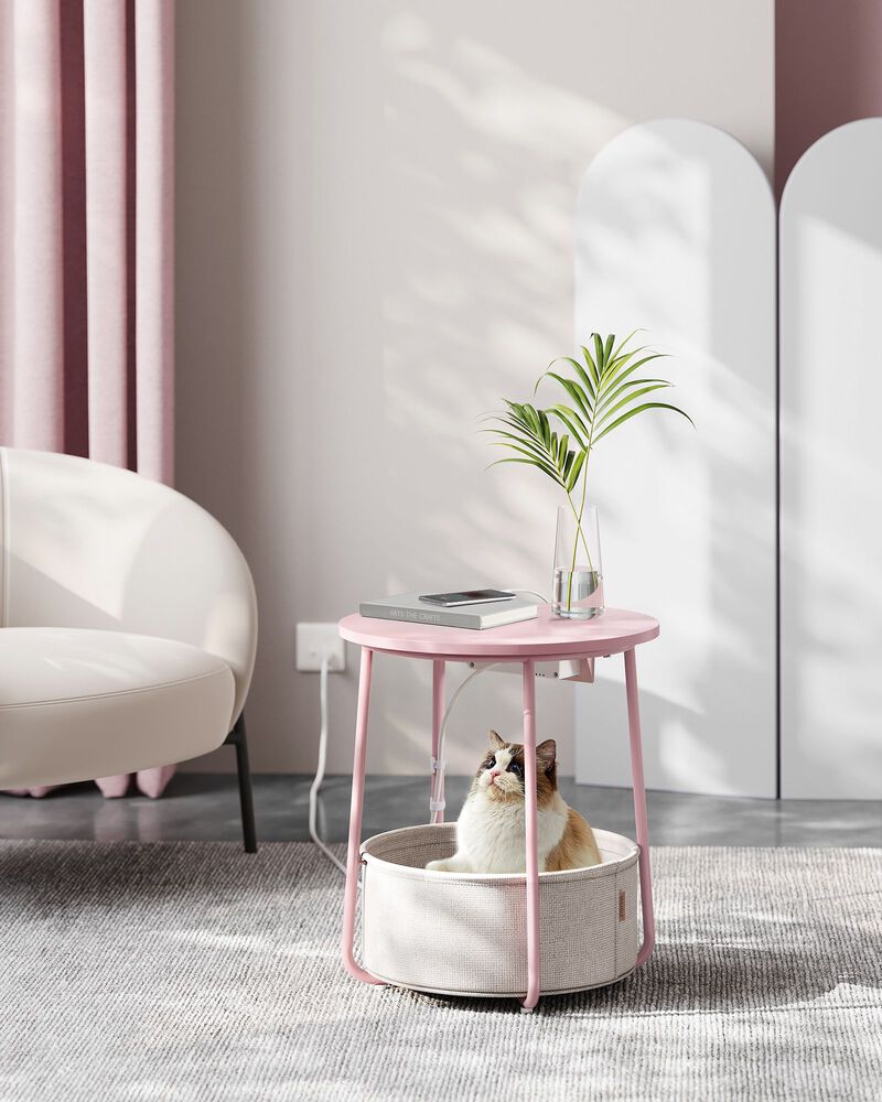 Nightstand with Charging Station – Compact Side Table with Power Strip for Phones, Tablets & Lamps