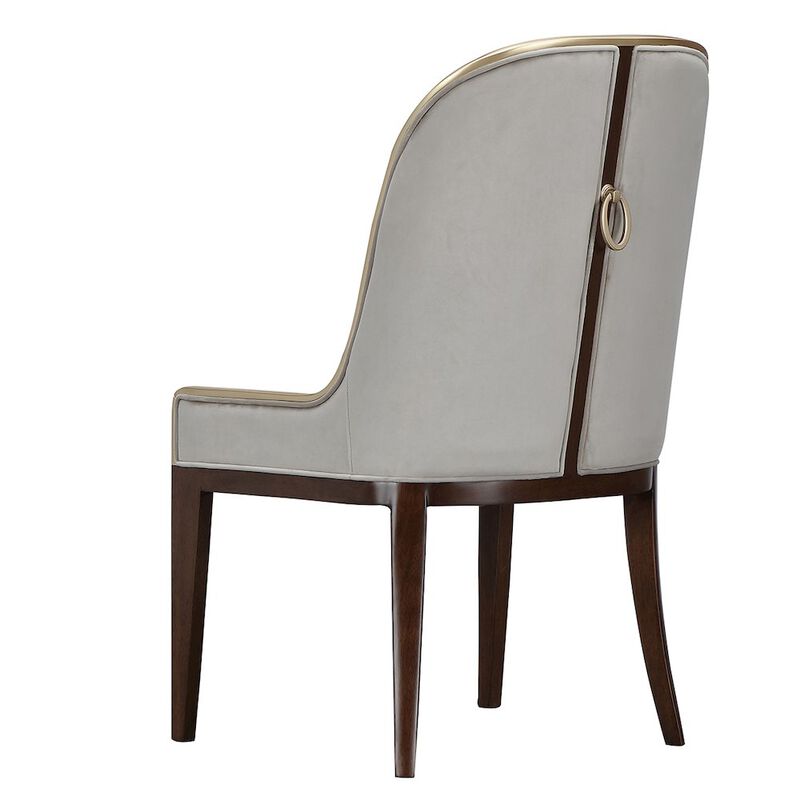 Michael Amini Houston Dining Side Chair, Set of 2 - Porcini/Walnut