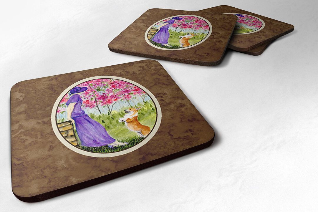 Caroline's Treasures SS8616FC Corgi Foam Coasters (Set of 4), 3.5 H x 3.5 W, Multicolor