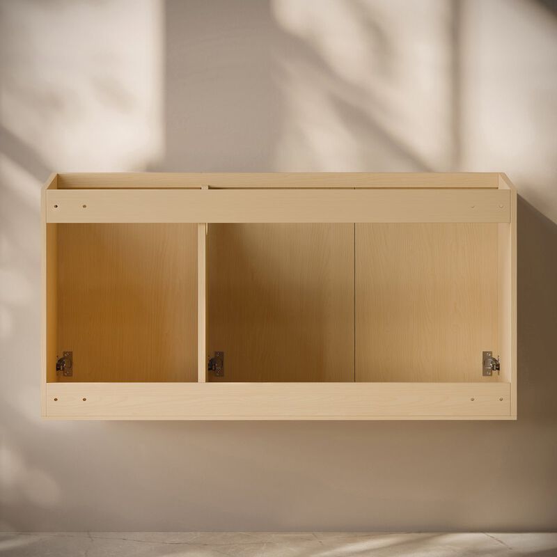 Cascade 48" Wall-Mounted Bathroom Vanity Cabinet without Top in Natural Oak image number 2