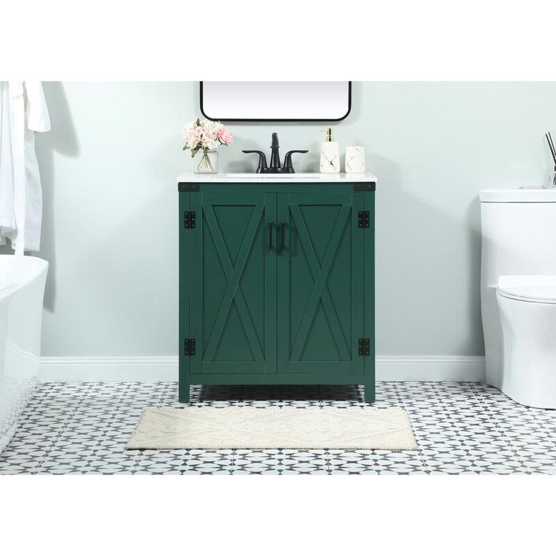 Elegant Kitchen and Bath 30 inch Single bathroom vanity in green