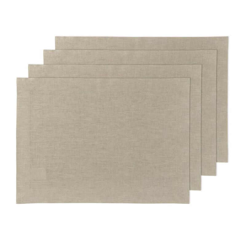 Solino Home Fete 100% Linen Placemats &ndash; Set of 4, 14 x 19 in, Machine Washable, Holiday and Everyday Dining