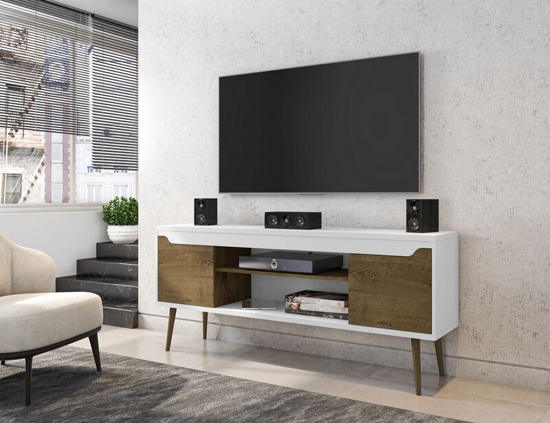 Bradley Brown and White TV Stand