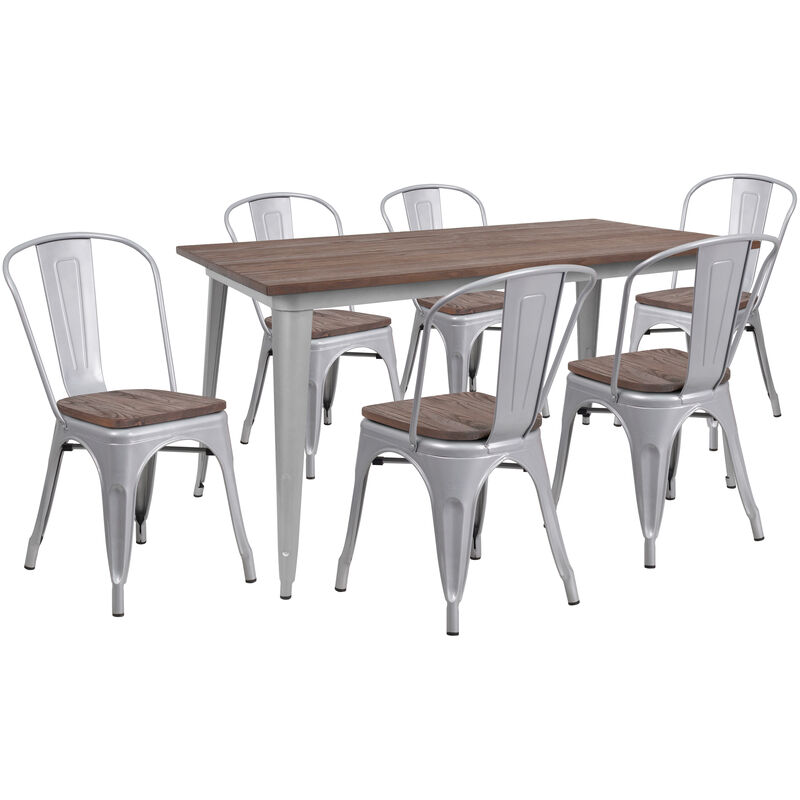 Metal/Wood Colorful Table and Chair Sets